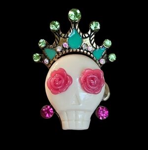 💀🌺Betsey Carribean Queen Collection Skull Stretch Ring Vintage HTF - NWT🌺💀